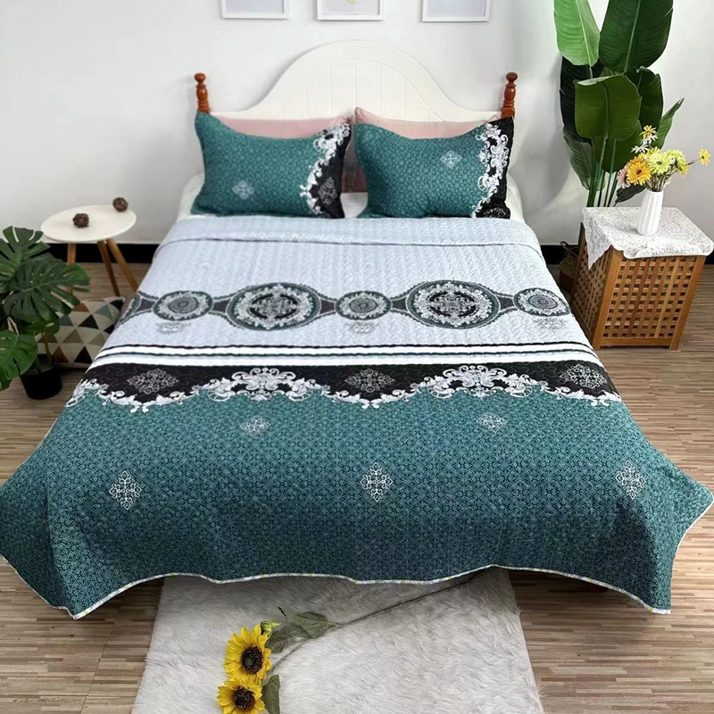 QuiltedBedspreadWashedCottonBedCoverTwinQueenQuiltPastoral