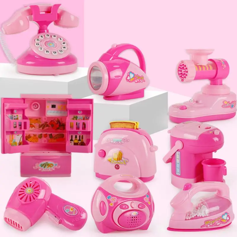 Children Kid Boy Girl Mini Kitchen Electrical Appliance Vaccum Cleaner Toy Set Early Education Dummy Household Pretended Play
