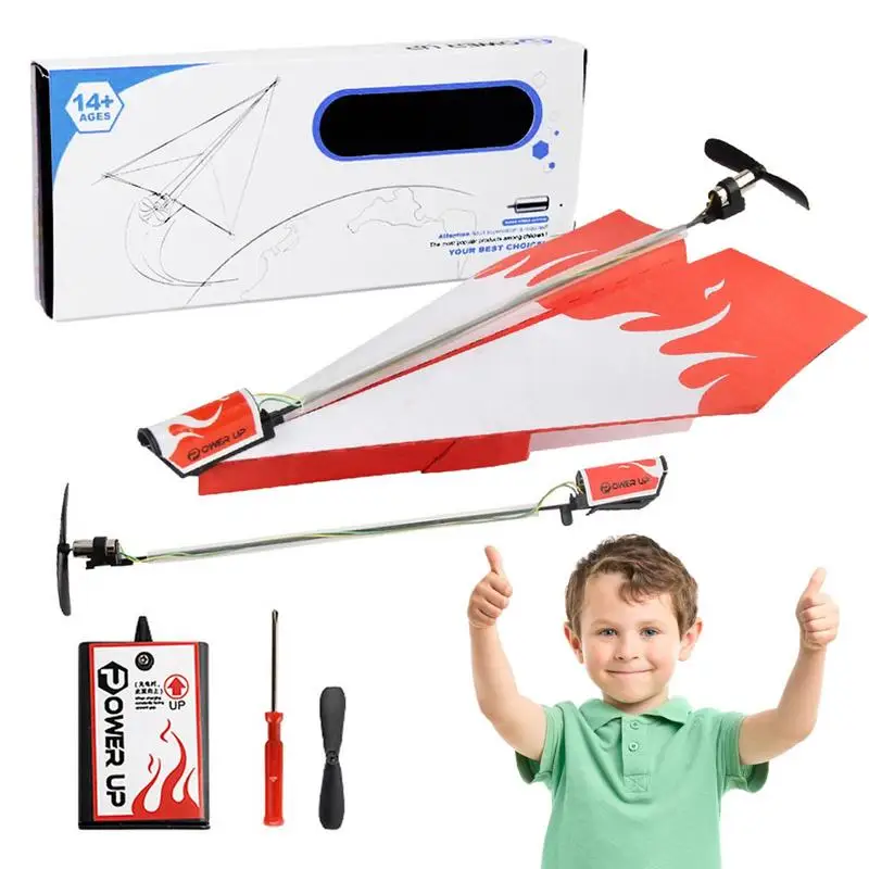 

Electric Hand-throwing Paper Airplane Kit with Propeller & Screwdriver Motor DIY Folding Plane Model Educational Toys Kids Gift