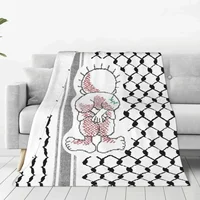 Tatreez Flannel Blanket Kufiya Keffiyeh Pattern Creative Throw Blankets for Home Hotel Sofa 125*100cm 1