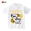 Birthday Girls T Shirt Family Matching Clothes Gift Cartoon Honeybee Printing Shirt Custom Name T-shirt Give Away Kids Stickers 4