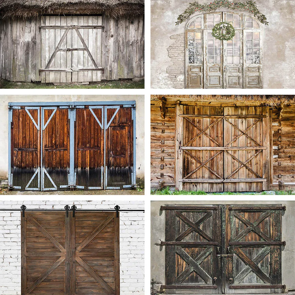 

Wood Door Background for Photography Rural Farm Retro Old Barn Newborn Portrait Photographic Backdrops Photocall Photo Studio