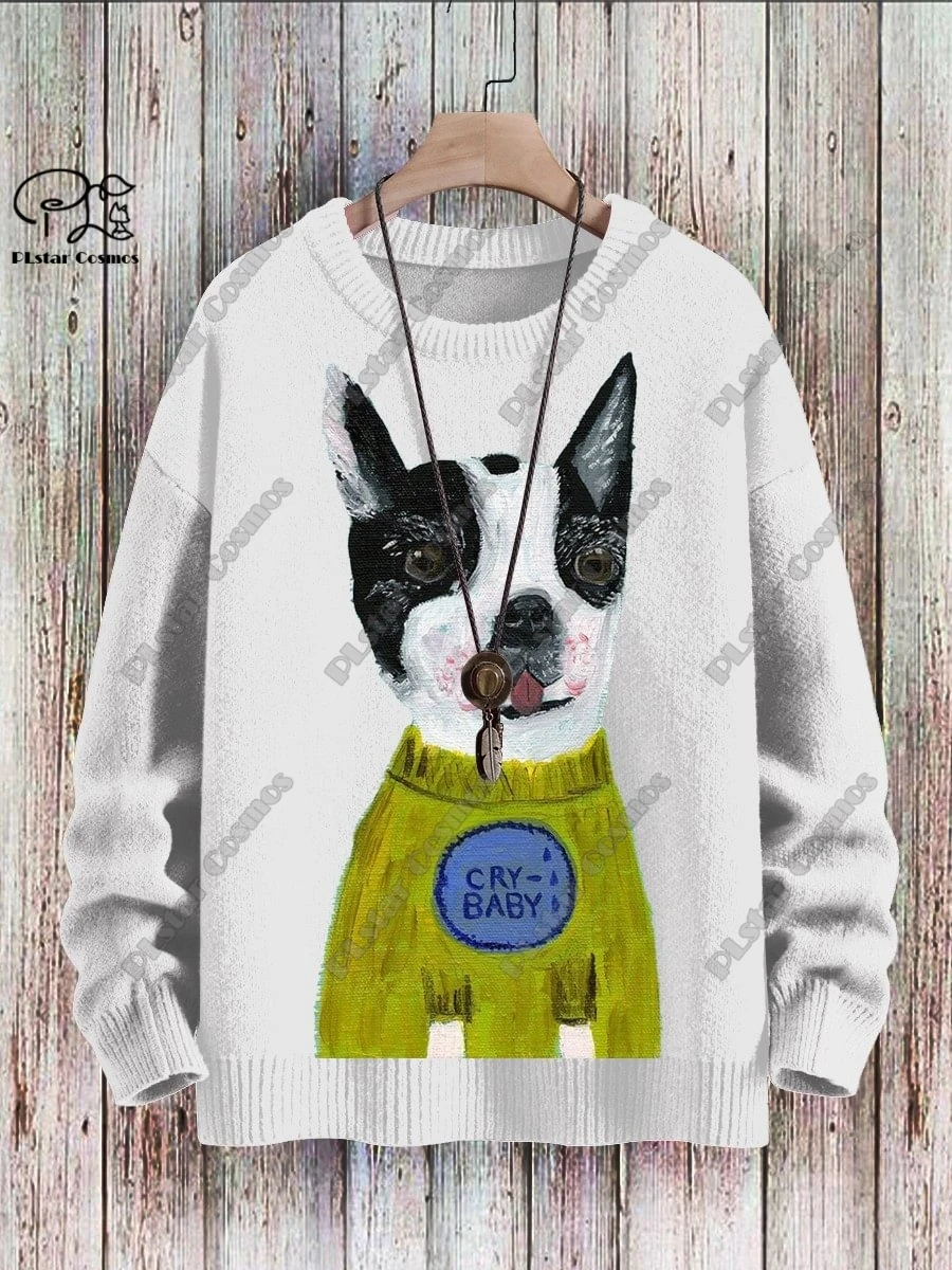 PLstar Cosmos New 3D Printed Animal Series Cute Funny Puppy Pattern Ugly Sweater Winter Street Casual Unisex G-1 plstar cosmos 3d printed horse hobby animal fashion sweatshirt casual zipper hoodie fun jacket unisex clothing style 18