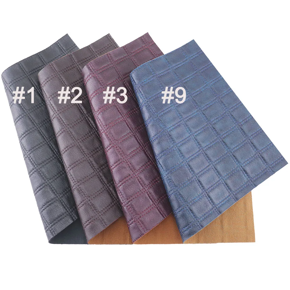 Big Rectangle Pattern Cuboid Embossed Synthetic Faux PU Leather Fabric For Bag DIY Sewing Bags Bows 20/50x120cm Roll CN468