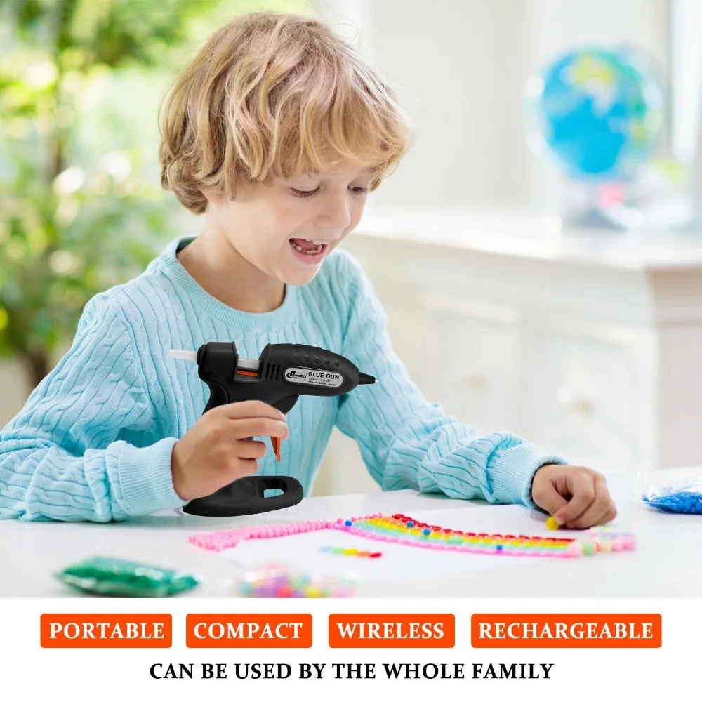DC3.7V Cordless Hot Melt Glue Gun Household Handmade Small Glue Gun with 30 Mini Clear Sticks for Arts Craft DIY Kits