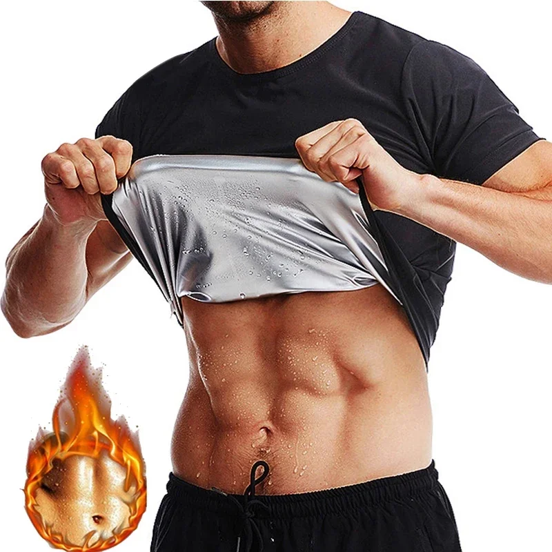 

Men Sauna Sweat Shirt Hot Polymer Corset Compression Waist Trainer Shirt Workout Tank Top Weight Loss Body Shaper Slimming Vest