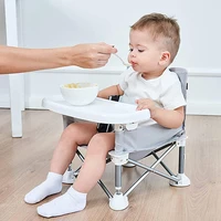 Baby Foldable Portable Dining Chair With Plate Seat Belt Children's Beach Chair Camping Child Comfortable Feeding Seat Baby 4