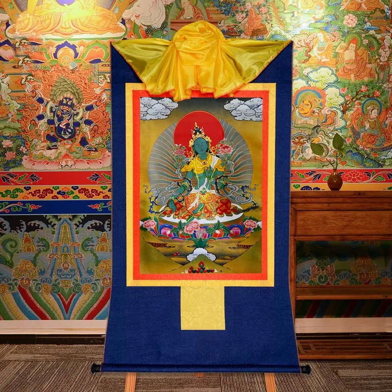 

120cm large Asia HOME temple altar Tibet Buddhism Thangka WALL Decor Guanyin bodhisattva Green Tara Buddha Thang-ga painting