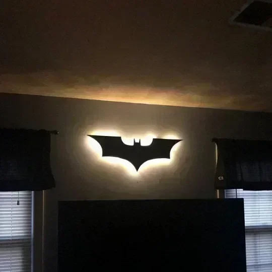 BATMANバットマン ライト付き壁掛け彫刻 バットマンズ-リモコン付き壁掛けランプ,クリエイティブな3D