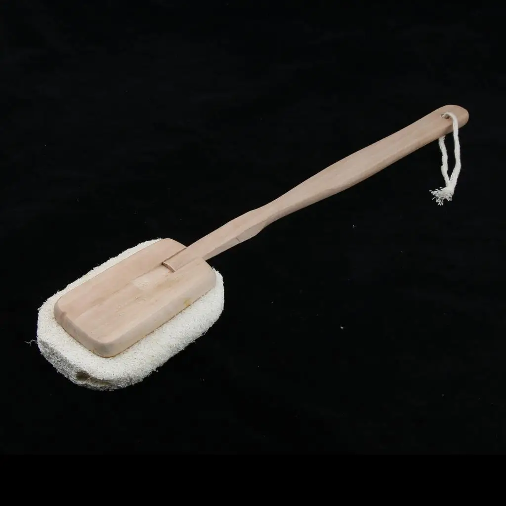 Premium Loofah Bath Shower Body Scrubber Exfoliating Sponge with Long Wooden Handle