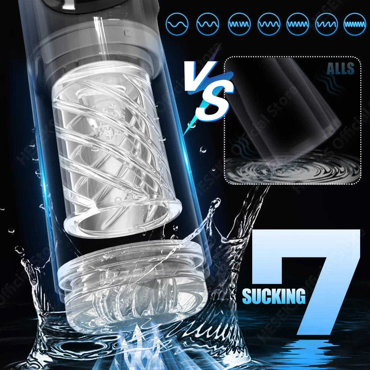 HESEKS 7 Rotating Sucking Fully Water Bath SPA LCD Automatic Male Masturbators Tongue Licking Real Pussy Blowjob Machine for Men