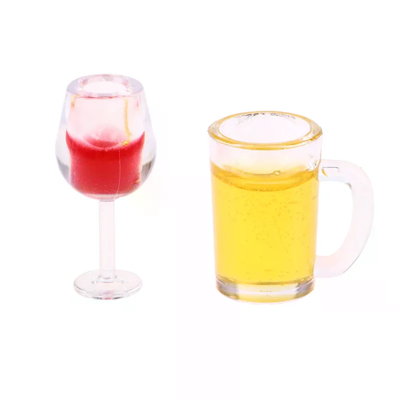 5pcs 1:12 인형 집 미니어처 와인 병 맥주 머그컵 모델 미니 바 음료 가구 장식 장난감