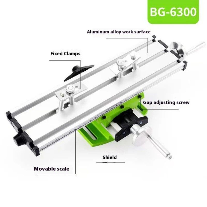 Worktable Mini Precision Milling Machine BG-6300 Multifunction Bench Drill Vise Fixture Drill Table X and Y-axis Adjustable