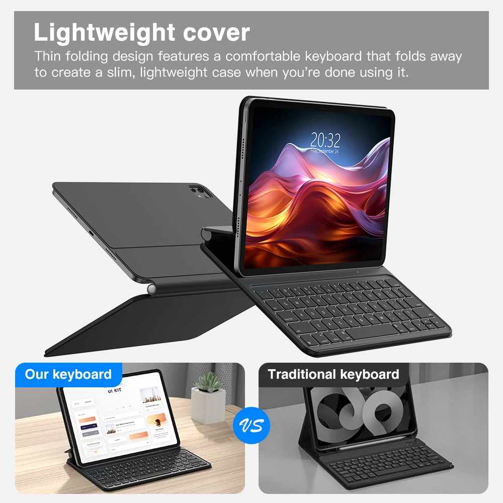 Magic Keyboard Case For iPad Air 4 Air 5 Smart Pogo Pin Wireless Keyboard for iPad 10th iPad 10.2 7 8 9th Gen with pen slot