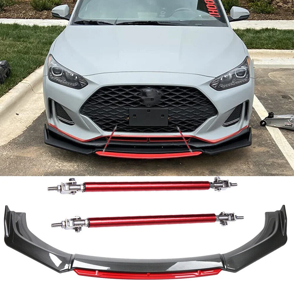 Front Bumper Lip Body Kit Spoiler Splitter Strut Rods For Hyundai