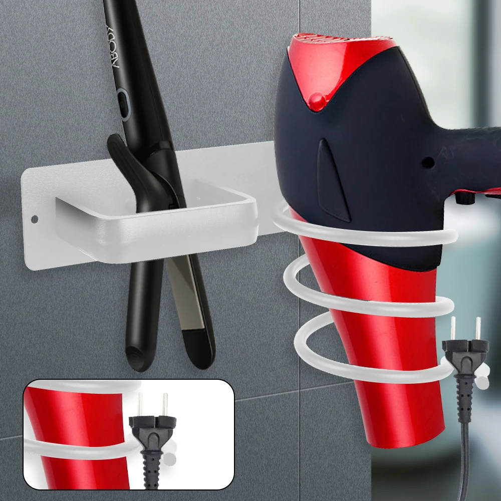 Hair Straightener Holder Storage Rack Wall Mounted Hair Dryer Holder Rack Organizer Bathroom Shelf Storage Accessories