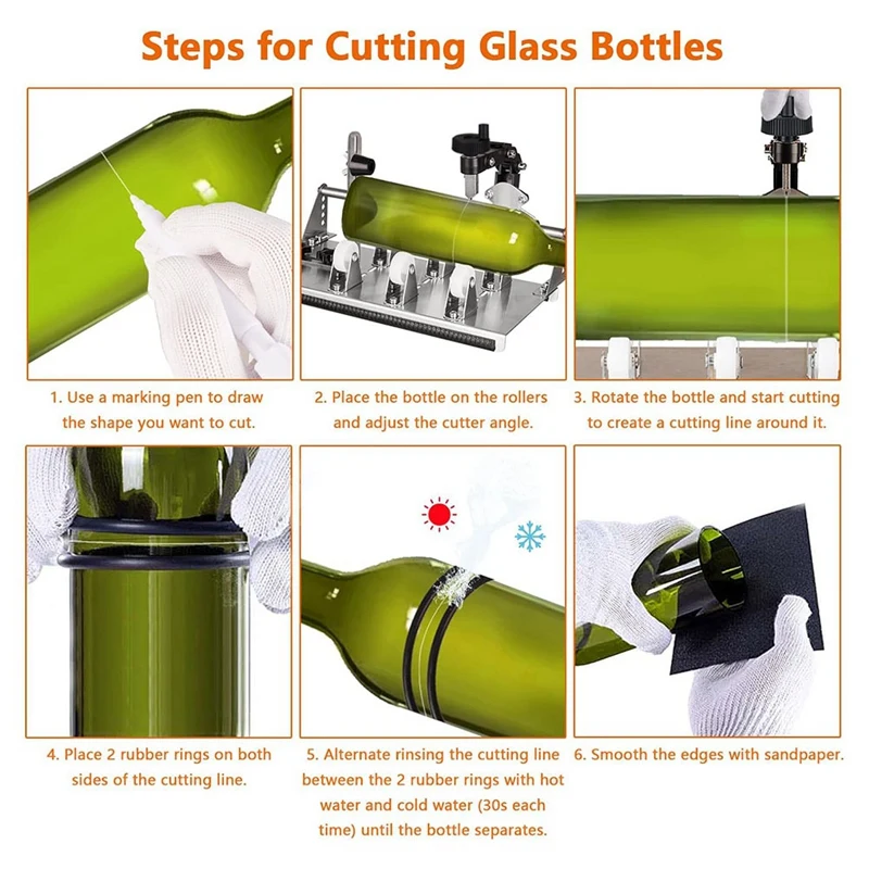 Glass Bottle Cutter, Upgraded Curve Glass Cutting Tools For Round, Square Bottles And Bottlenecks, DIY Craft Kit 5