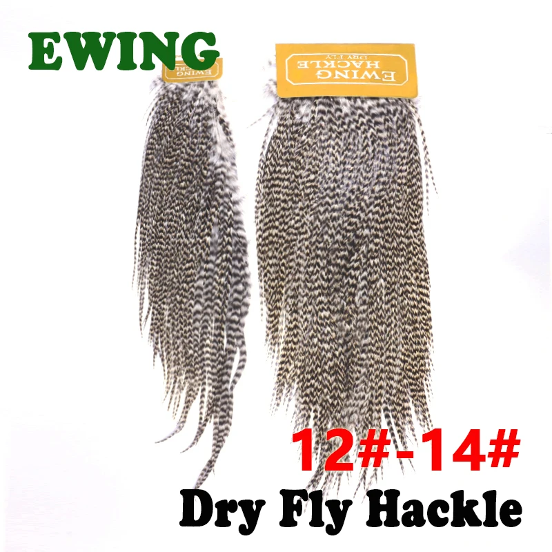 Halb/Ganze Federhaut Ewing Feder-Trockenfliegen-Sattel für Hakengröße 12 # -14 # Hahnenfedern Natürlicher Grizzly-Hackle Fliegenbindematerialien