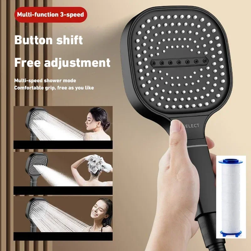 Xiaomi 13cm Large Panel 3Modes Adjustable Home Shower Head  High Pressure Massage ShowerHead Filter Element Bathroom Accessories 3