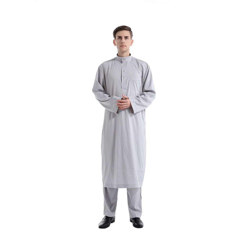 Muslim Islamic Clothing Men\'s Arab Robe Arab Vintage Long Sleeve Men Jubba Thobe Robe Loose Dubai Saudi Arab Kaftan Men Clothing