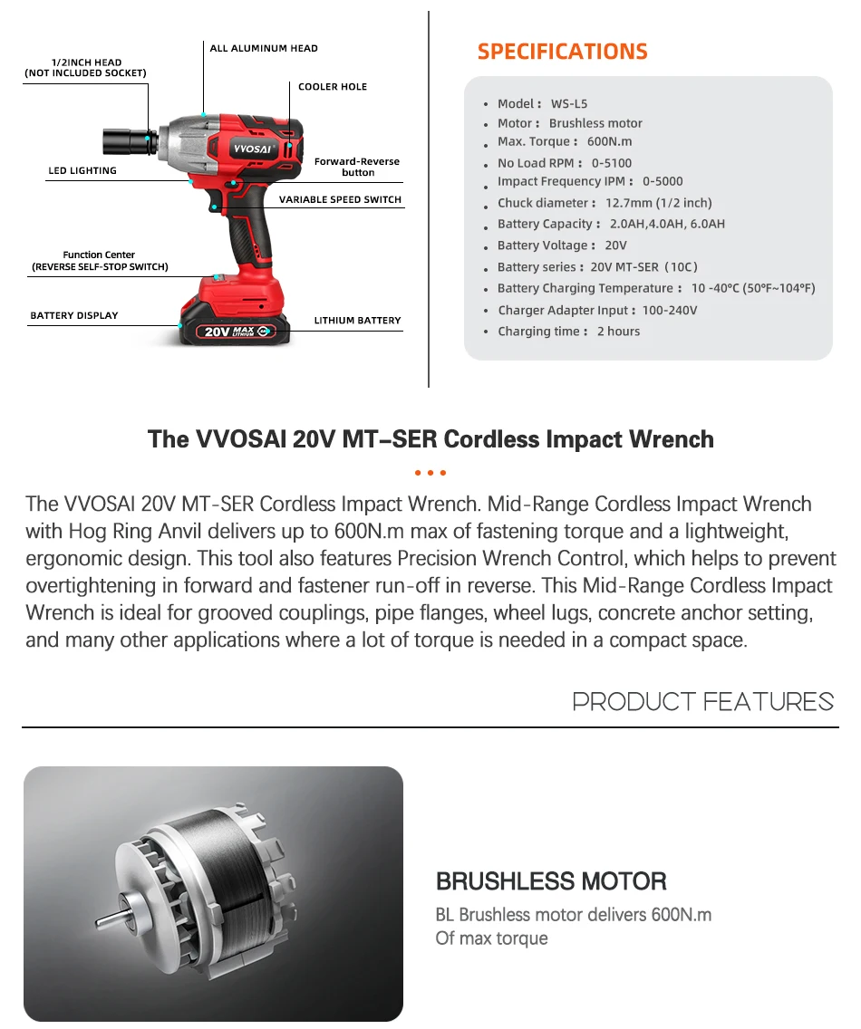 Cordless Electric Wrench Side View