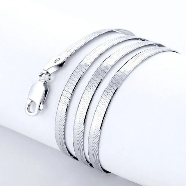 925 Silver color 4MM chain Necklace for Women Luxury Couple Fine Jewelry Blade Chain wedding gift choker Clavicle Necklace 2
