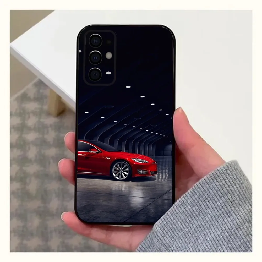 Sleek Black Soft Cover Electric Car Themed Phone Case