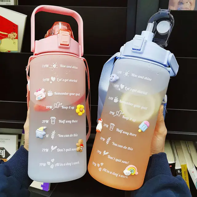 2 Liter Large Capacity Combo Pack Drinking Bottle Outdoor Sports Water Bottle Car Water Cup Portable Sports Fitness Cup 3