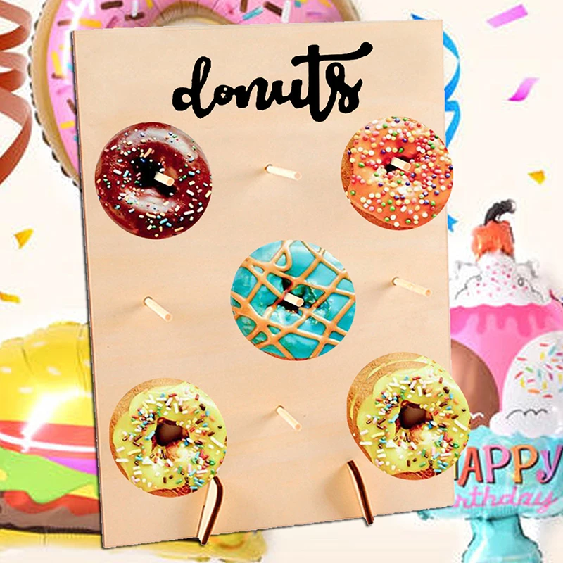1 pc Donut Boards WoodenWall Holds Donut Boards Stand Hanging DonutsTable Wedding Decoration 3