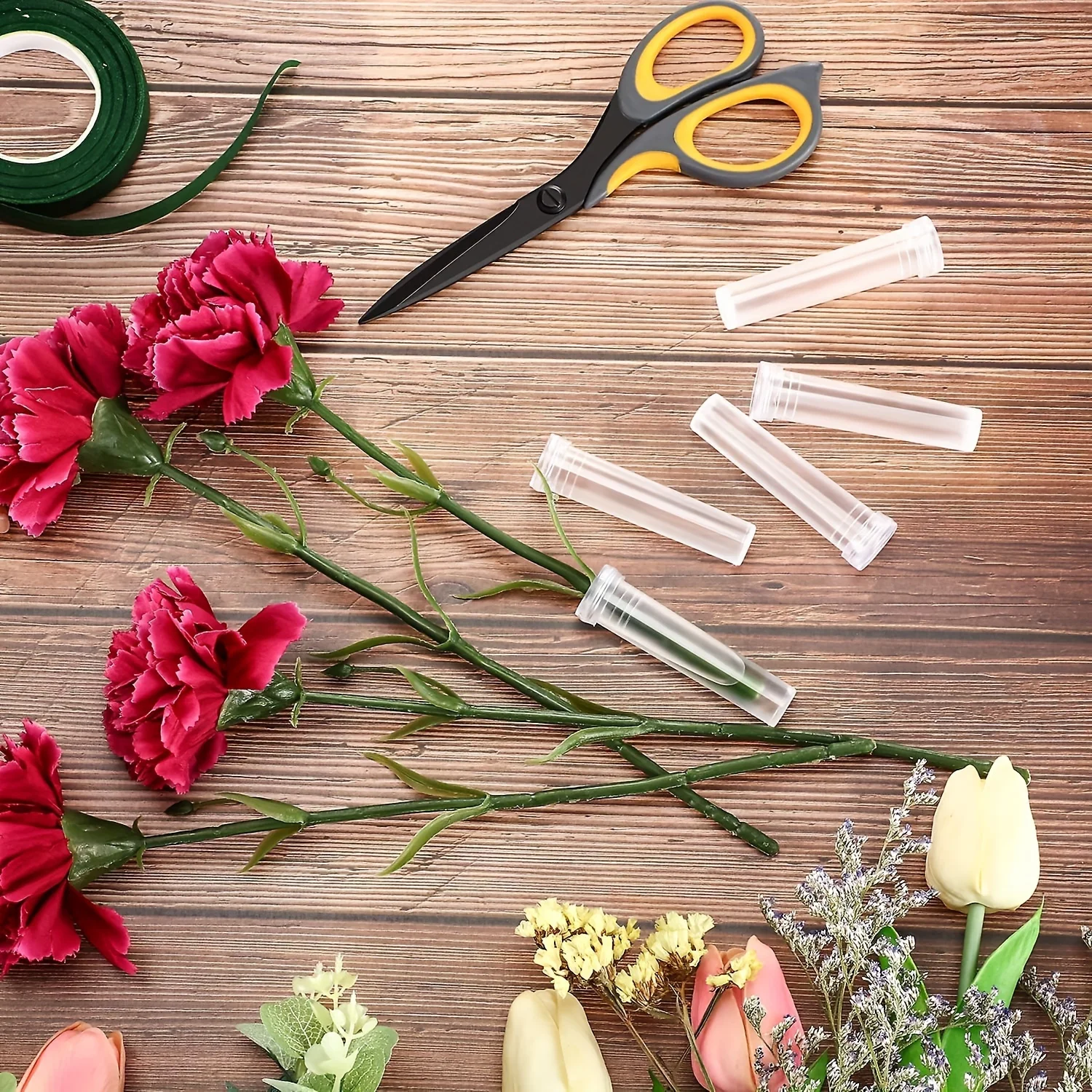 5/10/20Pcs Plastic Flower Nutrition Tube With Cap Fresh Flower Water Storage Tube Plant Fresh-keeping Culture Small Tubes
