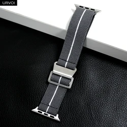 URVOI Elastic Woven Nylon Band with Braided Loop and Metal Buckle for 46mm - S10 44 45 49mm (Grey White)
