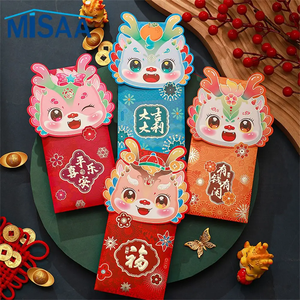 

Утолщенный бумажный красный конверт Guochao, оригинальные праздничные украшения на весну, новый красный конверт в стиле «Год Дракона»