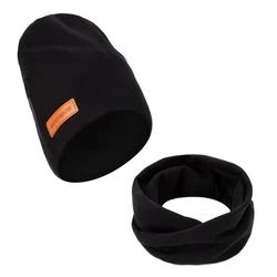 Faux Cashmere Baby Turban and Scarf Set - Winter Fashion Headwraps (Black)