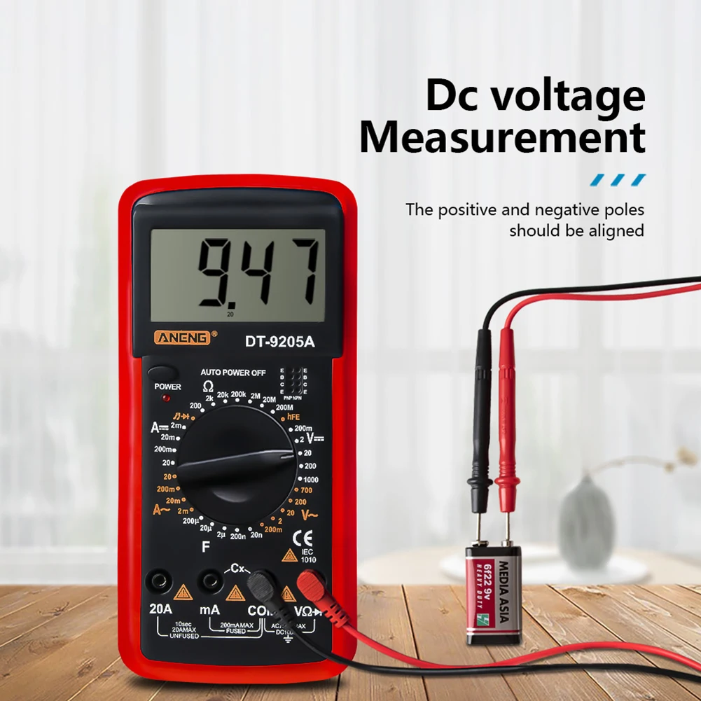 ANENG DT-9205A Digital Multimeter Ammeter Voltmeter Digital Voltage Tester Resistance Auto Range Multimetro Meter Test Probes,digital multimeter,multimeter tester