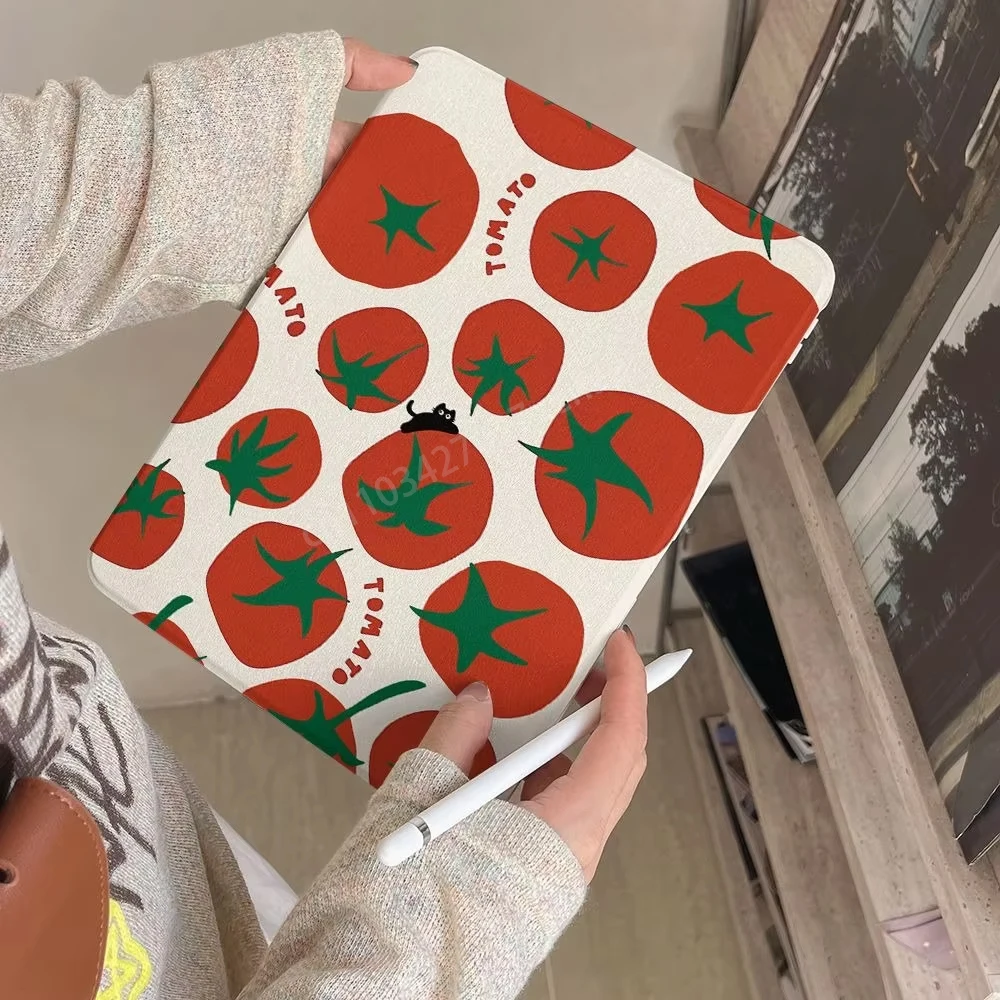 Adorable Tomato Kawaii 360° Rotating Smart Cover with Pen Holder
