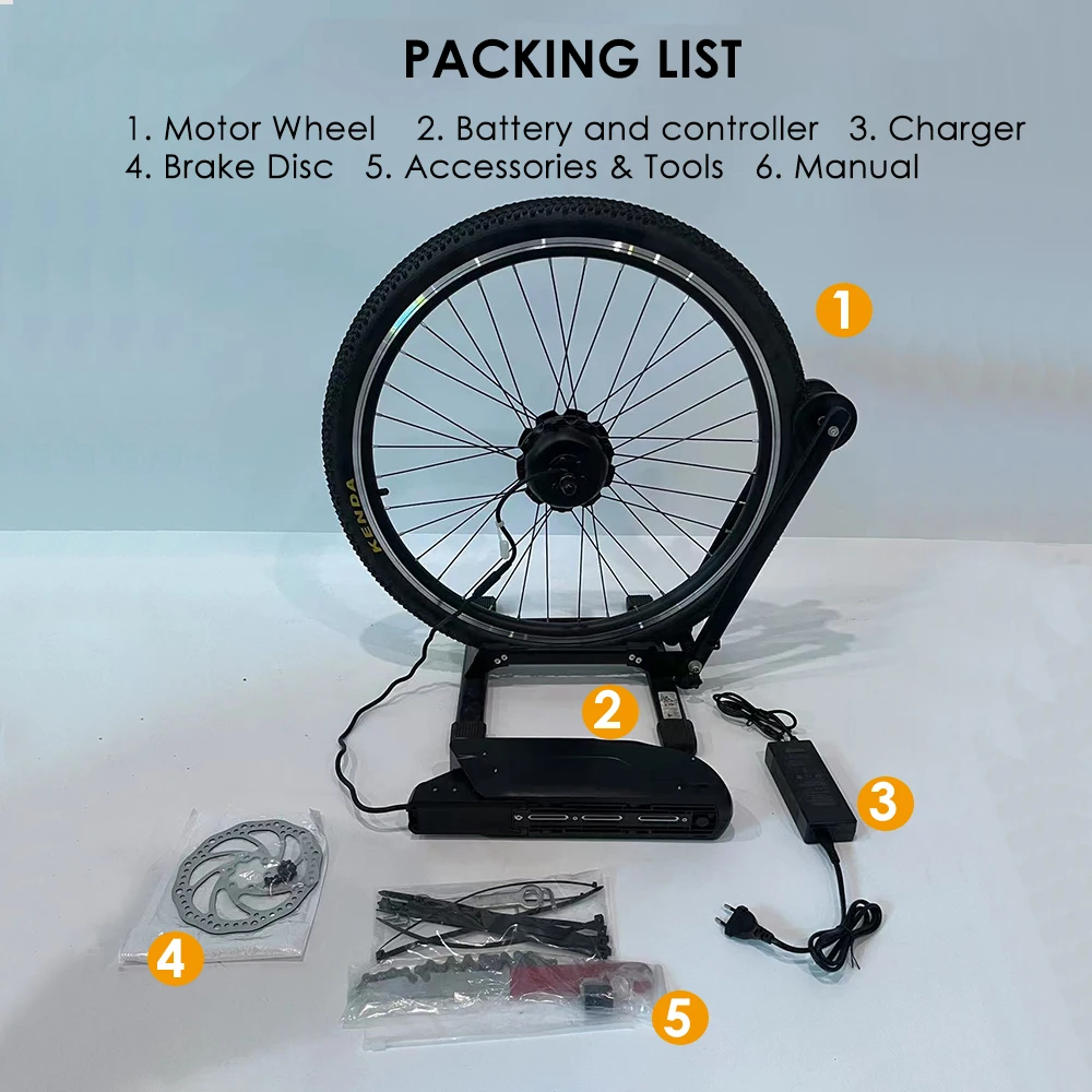 40KM/H Top Speed Electric Bike Conversion Kit 36V 10.4Ah Battery Rear Motor Wheel Kit 350W Rated Power Cassette Gearshift