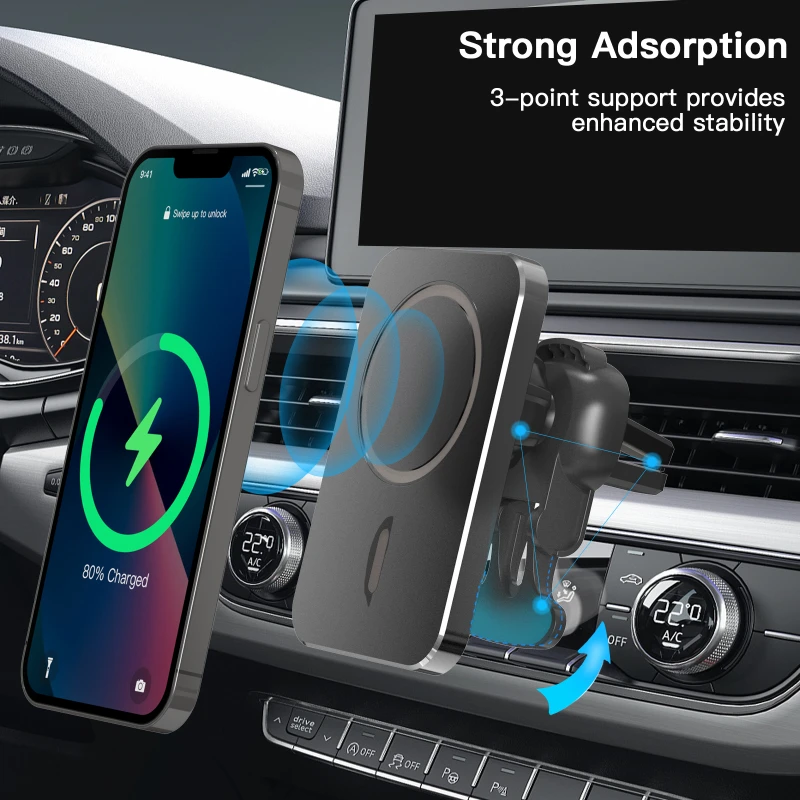 Magnetische kabellose Auto ladegerät halterung adsorbierbares Telefon für  iPhone 15 14 13 Pro Max Adsorption 15W Schnell lade legierung Rahmen halter  - AliExpress