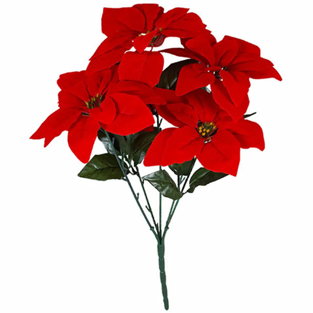 Artificial Poinsettia Flower Home Office Fake Christmas Flower Party