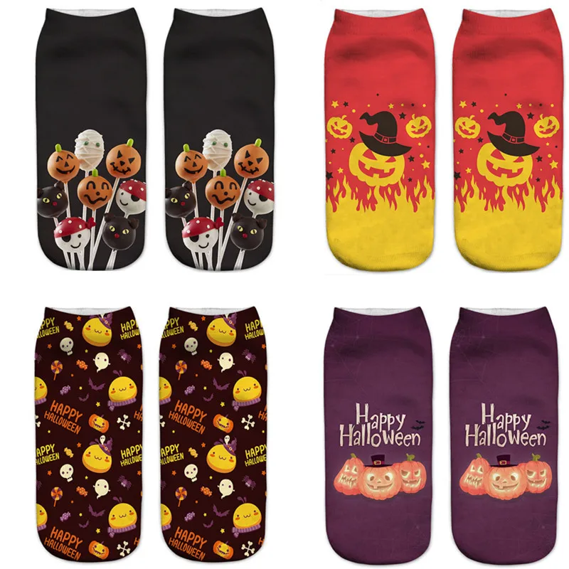 

Забавные оригинальные хлопковые носки с рисунком тыквы, черепа, волшебника и шляпы