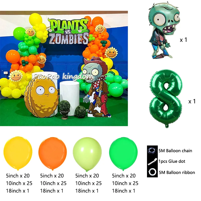Plants Vs Zombies Balloon Arch Kit - Kids Party & Room Decoration Set