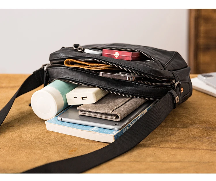 Modedesigner handgefertigte Umhängetasche aus echtem Leder für Herren, Wochenende, Party, Arbeit, Rindsleder, Teenager, Tabletten, Umhängetasche – Detail 18