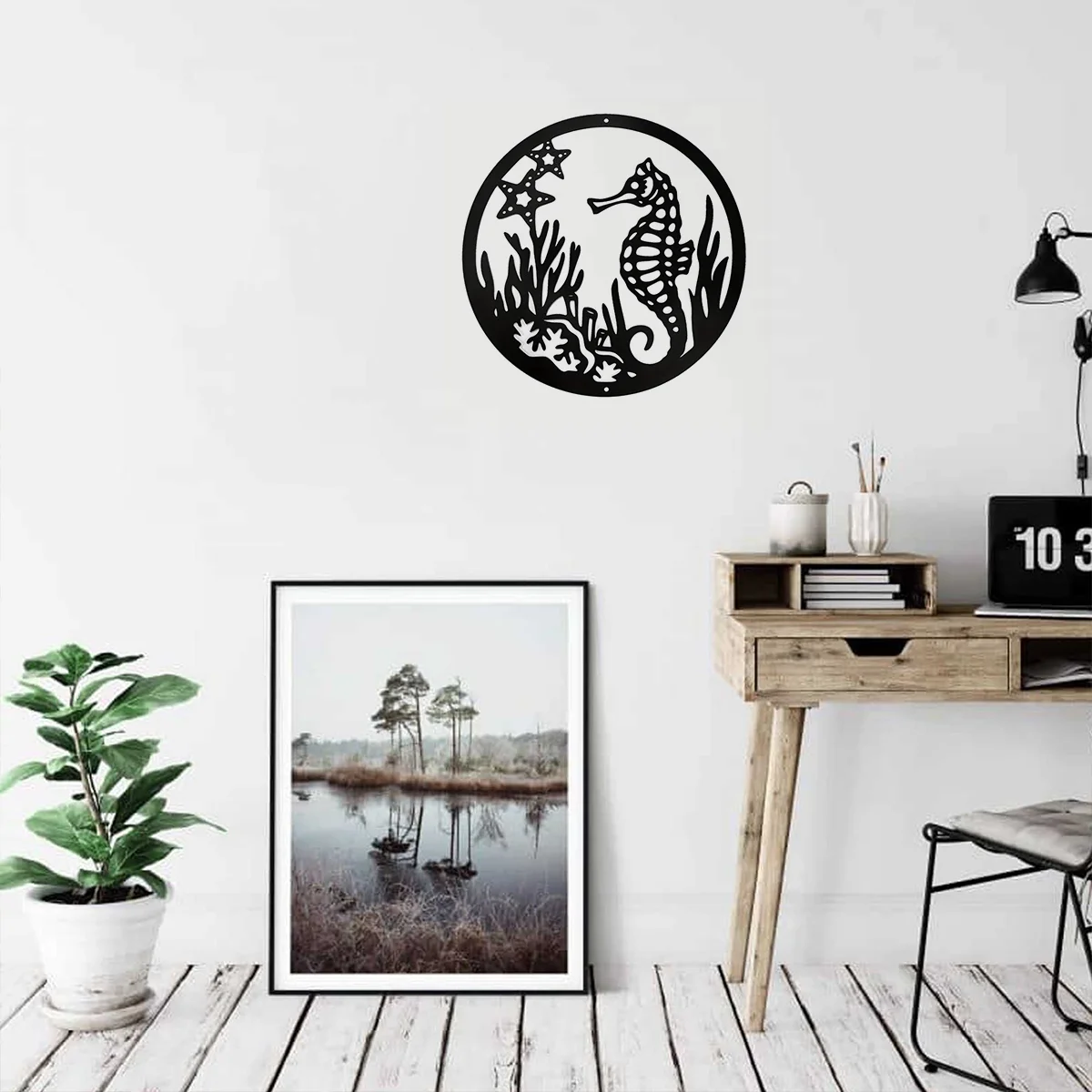 

CIFBUY Deco Metal Art Seahorse Sea Life Wall Hanging Decorroom Decoration Great for Bathroom Kitchen or Patio Home Decoration