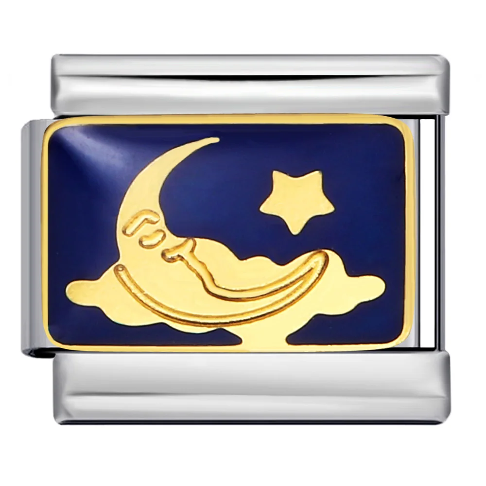 Bunte trendige Bowling Nachthimmel Stern Mond Sonne Eisenturm Edelstahl Charms italienische Link Fit 9mm Perlen machen DIY Armband – Detail 5