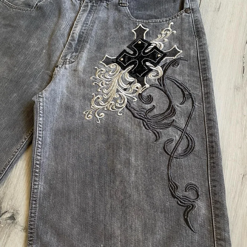 Y2K Fashion Trend New Letter Embroidery Baggy Denim Short Women Harajuku Vintage Popular Casual Joker High Waist Wide Leg Shorts