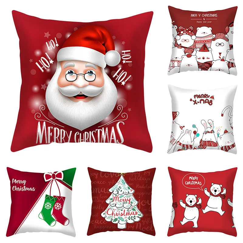 

Elk Santa Claus Cushion Cover Merry Christmas Pillow Cover Alphabet Snowman Pillow Case 45x45 Home Decor Bedroom Sofa B0286G