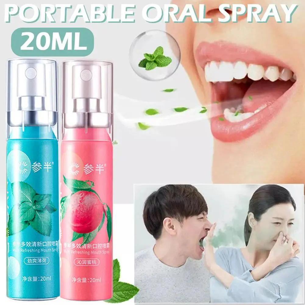 Fruity Breath Peach Mint Breath Freshener Spray Halitosis Odor Care 20ml Liquid Spray Mouth Freshener Refreshing Treatment 10ml breath refreshing spray ice mint flavor oral odor halitosis treatment liquid mouth freshener care natural herbs