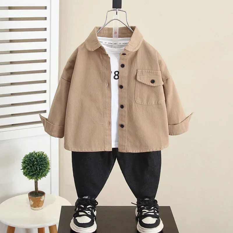 Stylish Thin Long Sleeve Autumn Jacket for Boys Baby Trendy Shirt Cute Children's Wear Spring Autumn Male Toddler