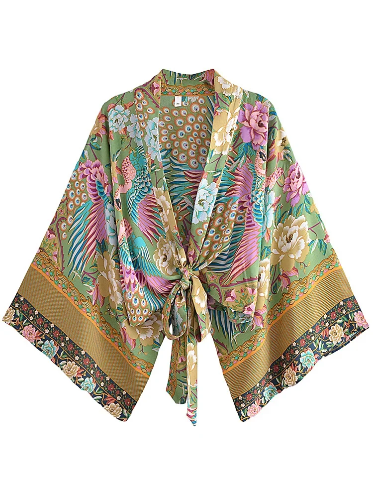 Boho Peacock Kimono Cover-Up 11
