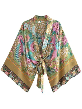 Boho Peacock Kimono Cover-Up 11
