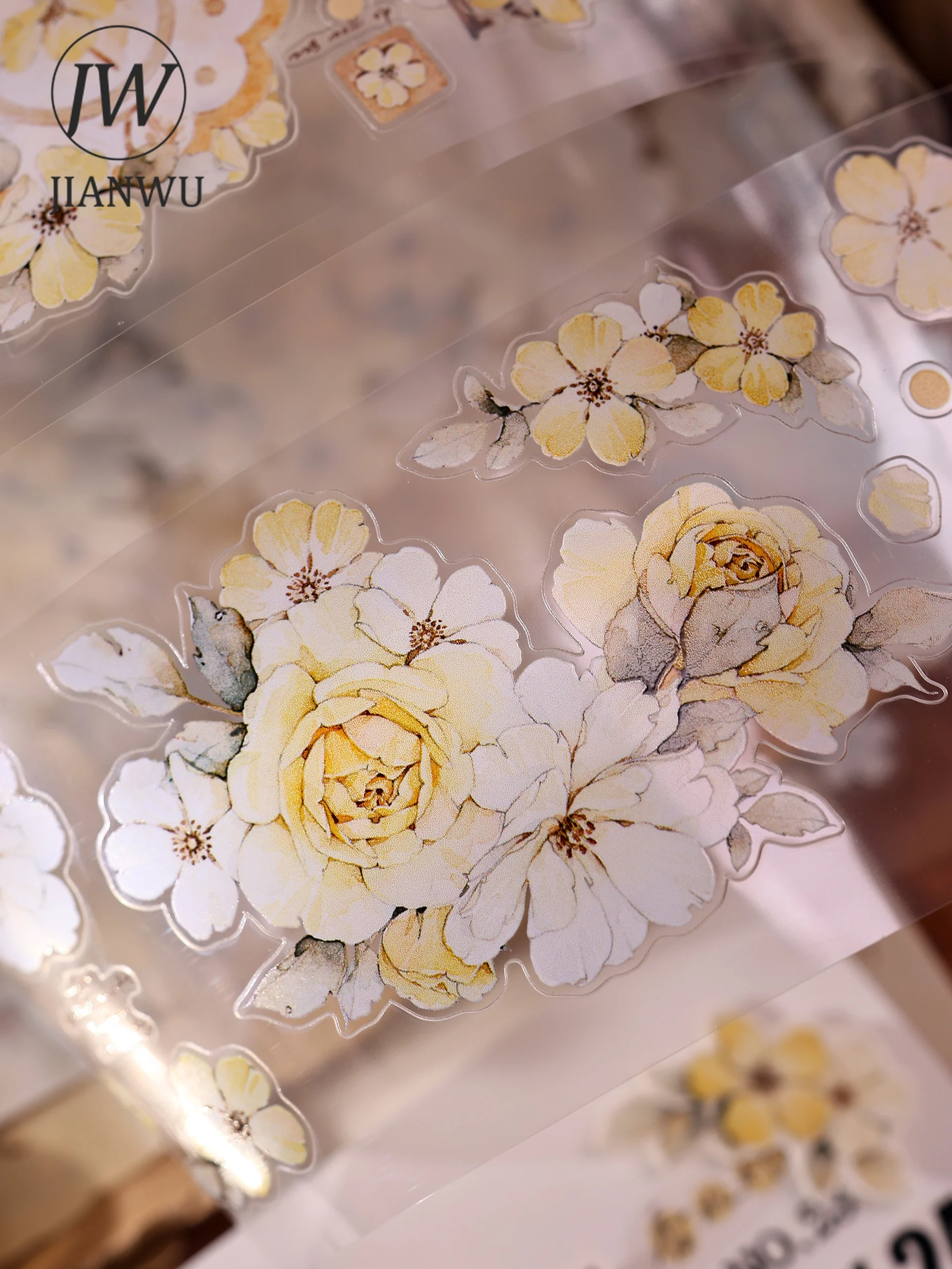 JIANWU 55mm*6m 빈티지 장미 꽃 풍경 소재 콜라주 스크랩북 PET 테이프 창의적인 DIY 저널 문구류